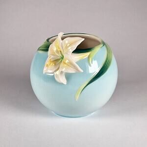 Franz Porcelain Lily Vase Art Nouveau Style Hand Painted Artisans Signed Small